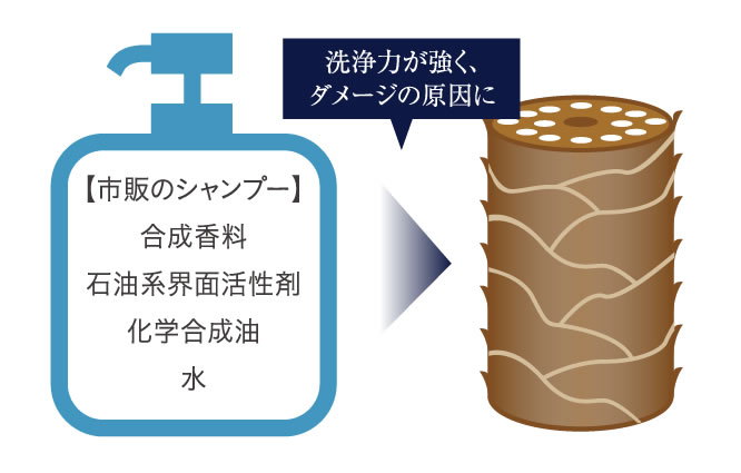 パブリックシャンプーの強い洗浄力による髪へのダメージ